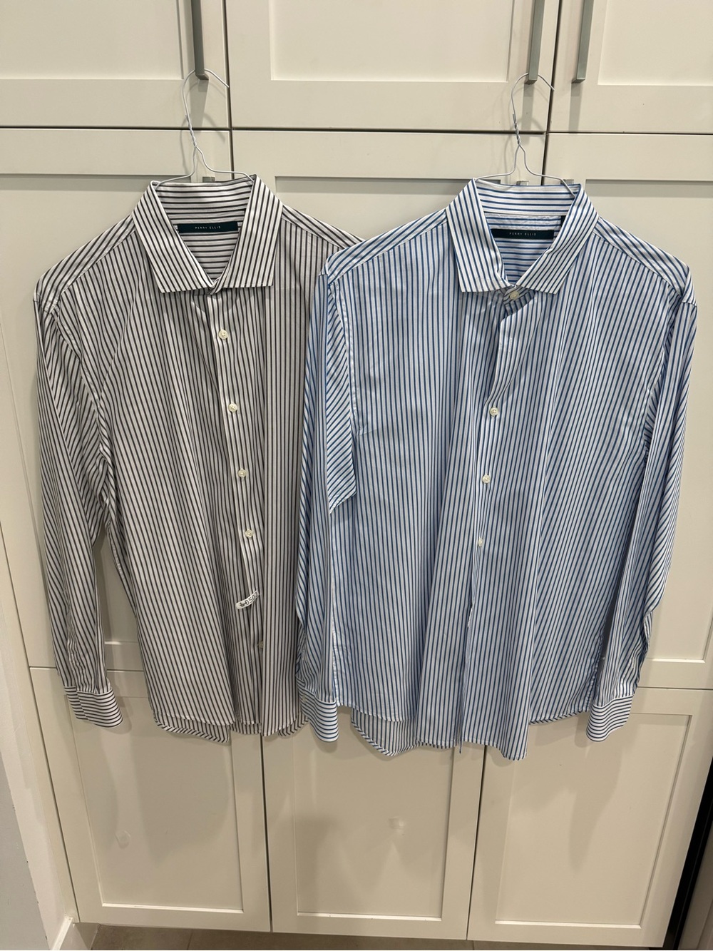Two Perry Ellis Dress striped dress shirts